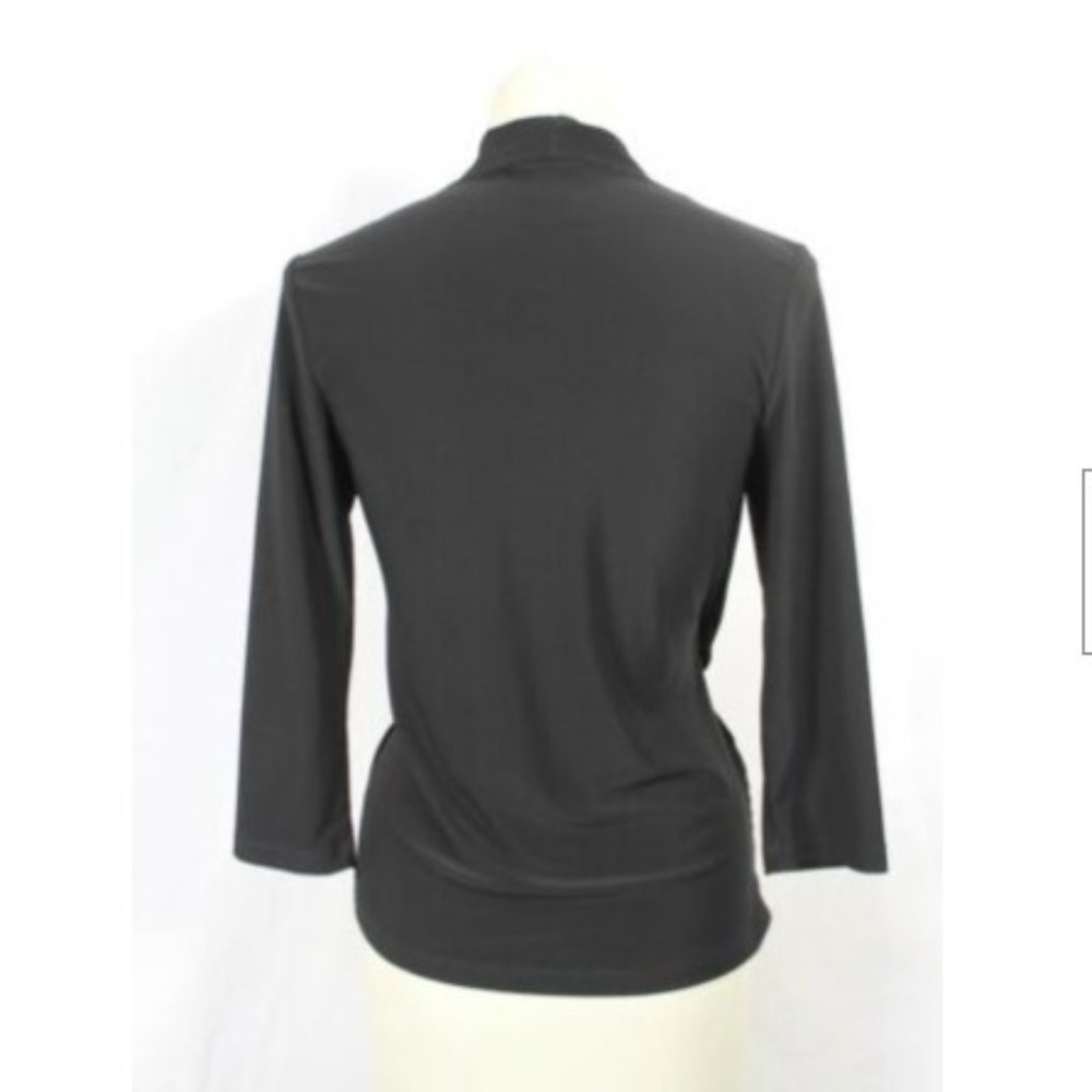 Caribe Black Cross Front Top Blouse Medium - Picture 4 of 5